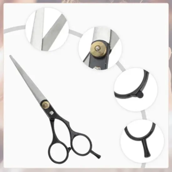 Unique Bargains Portable Hair Cutting Scissors Silver Tone Black 1 Set image {2}
