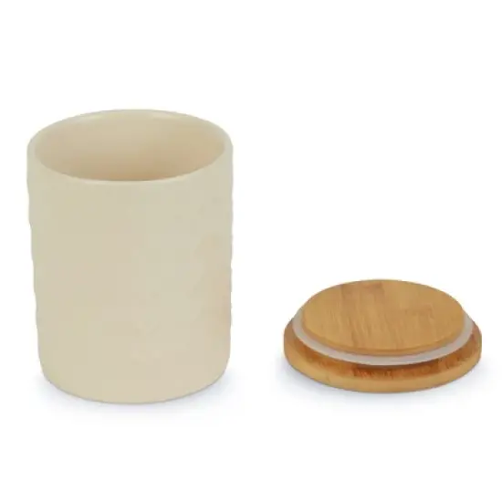 Design Imports Antique White Matte Retro Vine Texture Ceramic Canister Set/3 image {2}