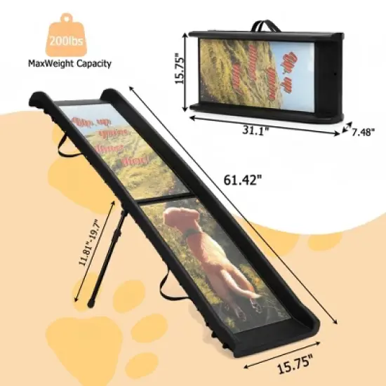 SEVOBAL Pet Strollers Bi Fold Pet Ramp For Cars Trucks Pools Safe Stable Portable For Senior Injured Pets, Black, 61.42"*15.75"*11.81" image {2}