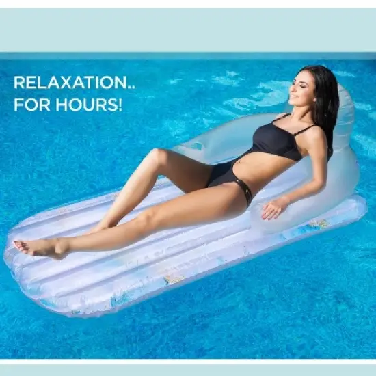 Galvanox Inflatable Water Lounger Floating Chair with Build In Headrest, Armrest and Drink Holder - Great Tanning and Relaxing Pools, Lakes & More image {2}
