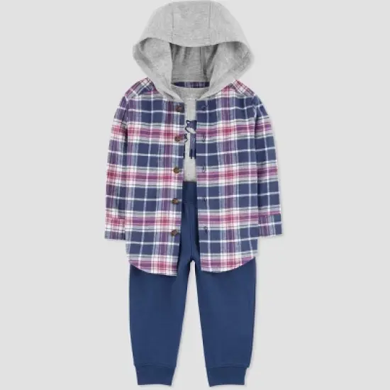 Carter's Just One You&reg; Baby Boys' Plaid Top & Bottom Set - Blue/Purple image {1}