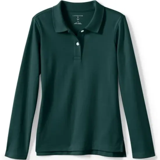 Lands' End School Uniform Girls Long Sleeve Feminine Fit Interlock Polo Shirt image {10}