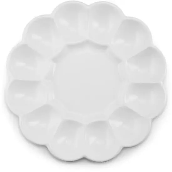 Kook Ceramic Deviled Egg Tray, Holds 12 Eggs, 10 in, White image {4}