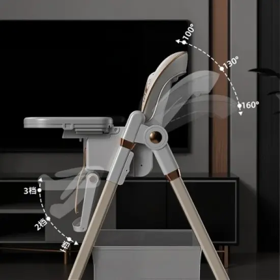 Dronkon Adjustable Baby High Chair 0-6 Years, White image {3}