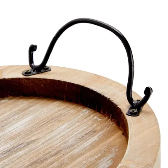 Farmlyn Creek Oval Wooden Serving Tray with Handles, Decorative Platter for Coffee Table, Living Room (15.75 x 10.8 x 1.25 In) image {3}