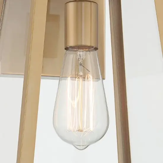 John Timberland Arrington Modern Outdoor Wall Light Fixtures Set of 2 Soft Gold Metal 13" Clear Glass for Post Exterior Barn Deck House Porch Yard image {2}