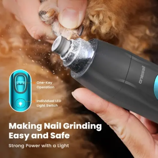 Oneisall FC10 Quiet Dog Clippers w/ LED Light, Rechargeable Nail Grinder & Hair Trimmer for Paw & Body image {3}