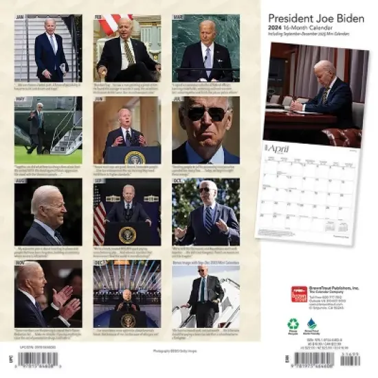Browntrout 2024 Wall Calendar 12"x12" President Joe Biden image {1}