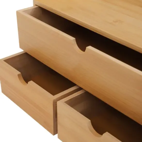 YIYIBYUS Bamboo Desk Organizer Tabletop Storage Organization Box for Office Home image {5}