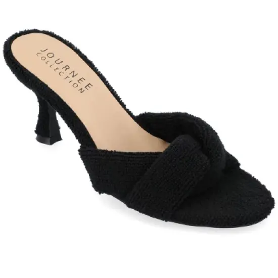 Journee Collection Womens Mannon Soft Terry Cloth Slip On Open Toe Pumps image {9}