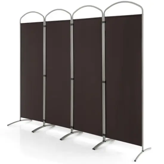 Costway 4 Panels Folding Room Divider 6 Ft Tall Fabric Privacy Screen Black/Brown/Grey/White image {11}
