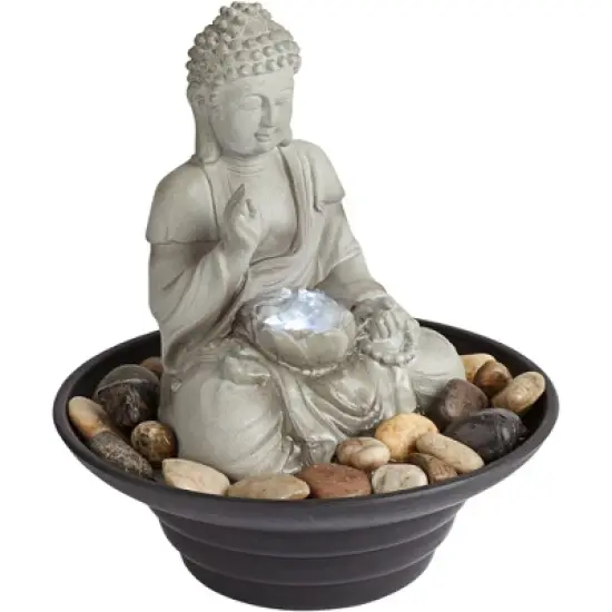 John Timberland Zen Buddha Indoor Tabletop Water Fountain with Light LED 10" High Sitting for Table Desk Office Relaxation image {3}
