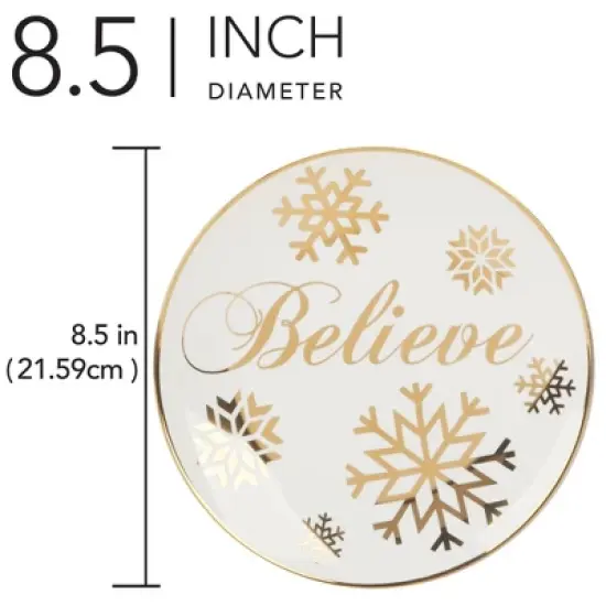 Certified International Set of 4 Christmas Glitter Salad Plates Gold image {2}