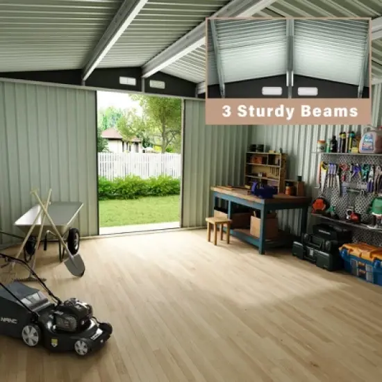 6 x 8 FT Outdoor Metal Storage Sheds Kit with Lockable Door, Utility Buildings with Air Vent for Backyard, Garden, Patio, Lawn image {5}