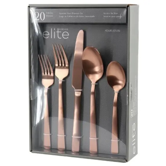 Gibson Elite Earlston 20 Piece Stainless Steel Flatware Set in Black image {9}