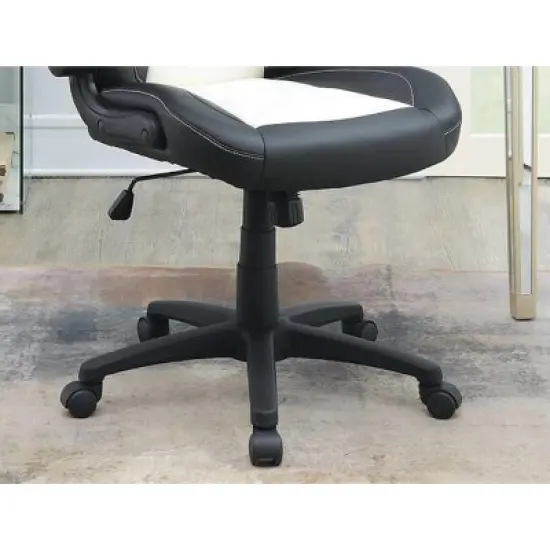 TiramisuBest Black and White Modern Office & Gaming Chair, Adjustable Height, Armrest Cushions, 5-Wheel Base, 1pc image {3}