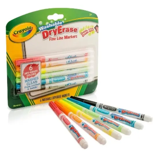 Crayola Washable Dry-Erase Fine Line Markers 6/BX Ast 985906 image {2}