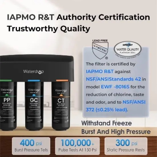 Waterdrop TSB 8 Layer High Capacity Under Sink Water Filter with Extra PP and GC Filter image {6}