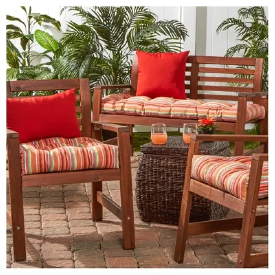 Watermelon Stripe Outdoor Seat Cushion - Kensington Garden image {2}