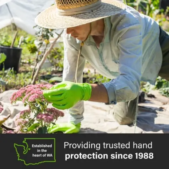 GLOVEWORKS Heavy-Duty Green Nitrile Gloves with Raised Diamond Texture- Industrial Grade - Great for Auto Repair, Mechanics, Janitorial, Food Service image {2}