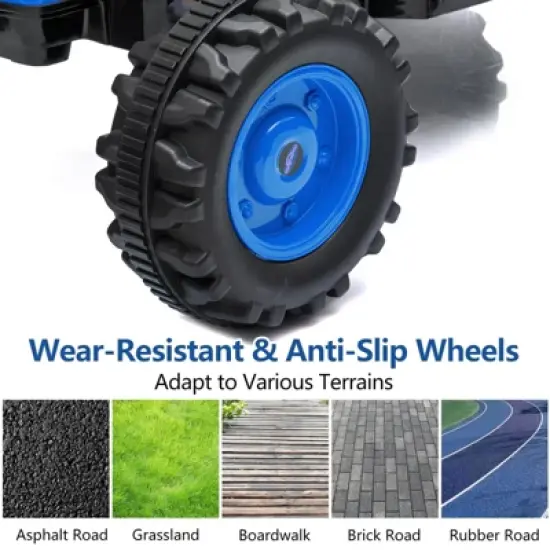 Ride Tractor for Kids, Tractor Ride On with Trailer, 12V Battery Powered Electric Tractor with Remote Control, 35W Dual Motors, Unload Button image {1}