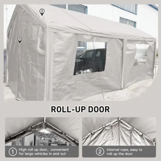MOEPISY Carport, 10x20 Heavy Duty Portable Carport Garage Tent for Outdoor Storage Shelter white image {5}