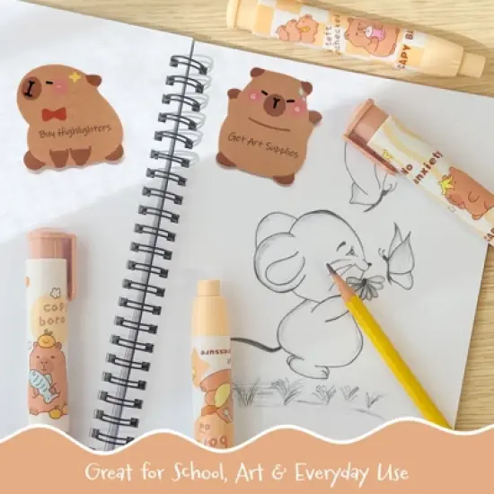 Wrapables Retractable Capybara Erasers, Clickable Push Button, Stationery Office Supplies (Set of 4) image {5}