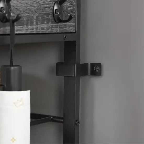 Space-Saving Shoe Rack Organizer, 4-Tier Shelves + 2 Drawers, 31.5" Wide Entryway Storage Unit with Hooks, Modern Design image {3}