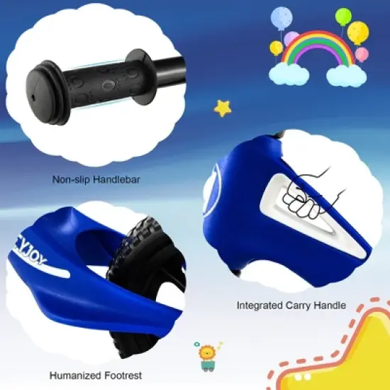 Costway Kids Balance Bike Lightweight Toddler Bicycle with Rotatable Handlebar Red/Blue image {7}