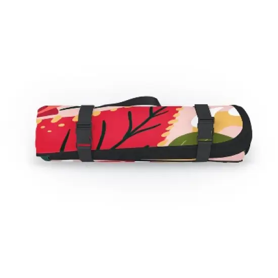 Avenie Abstract Floral Poinsettia Red Picnic Blanket -Deny Designs image {1}
