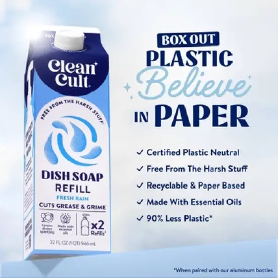 Cleancult Liquid Dish Soap Refill - Fresh Rain - 32 fl oz image {1}