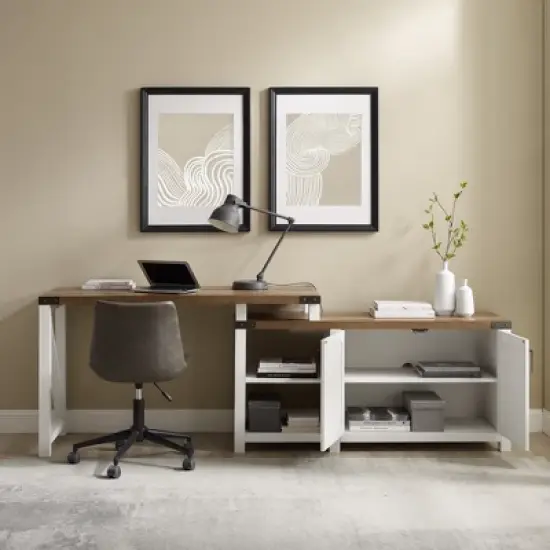 Farmhouse Rustic L Shaped Desk with Storage - Saracina Home image {17}