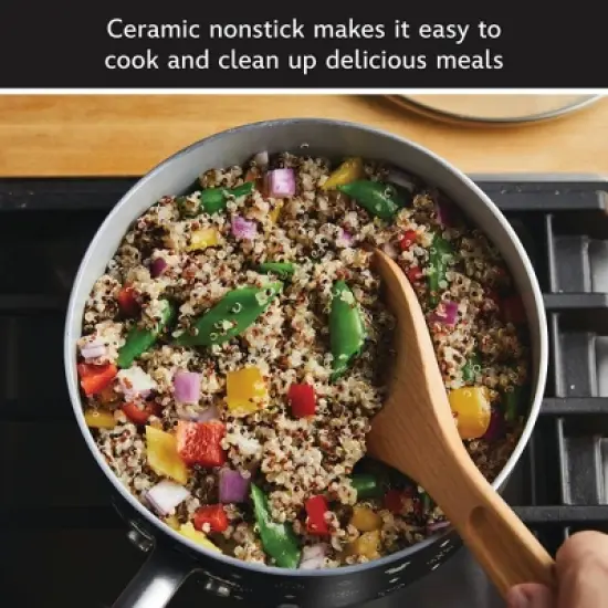 Farberware Disney Monochrome 2qt Ceramic Nonstick Saucepan with Lid Black: Lifetime Warranty, Dishwasher-Safe, Gas & Electric image {4}