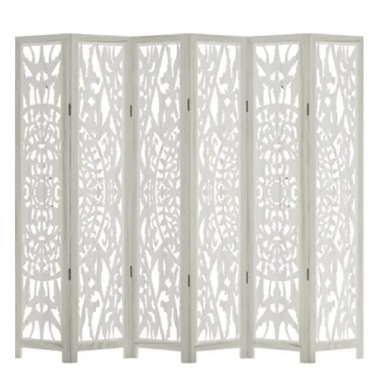 Lirago 68 in. Wood Outdoor Privacy Screens Garden Outdoor Fence 6 pieces White image {9}