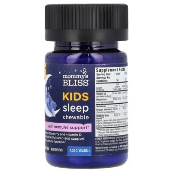 Mommy's Bliss Kids Sleep Chewable,  Melatonin + Immune Support, Age 3 Years+, Mixed Berry, 50 Chewable Tablets image {3}