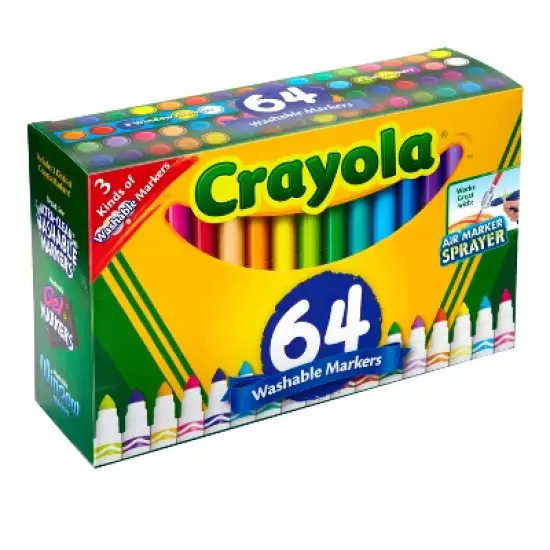 Crayola 64ct Broad Line Markers with Gel & Window Markers image {1}