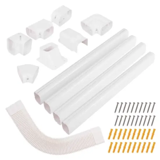Costway 4" PVC Decorative Mini Split Line Set Cover with Flexible Duct & Straight Duct image {9}