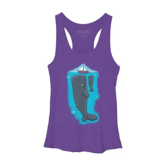 Women's Design By Humans Cute whales and sailing boat cartoon illustration By thefrogfactory Racerback Tank Top image {8}