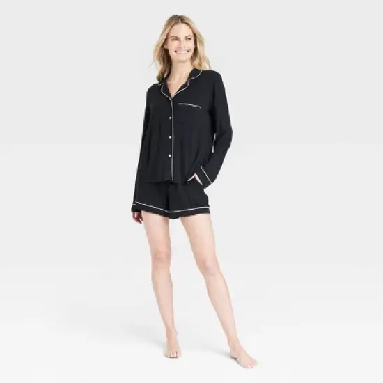 Women's Beautifully Soft Long Sleeve Notch Collar Top and Shorts Pajama Set - Stars Above&trade; image {4}