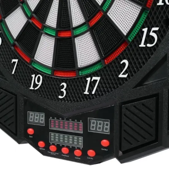 Costway Professional Electronic Dartboard Cabinet Set w/ 12 Darts Game Room LED Display image {4}