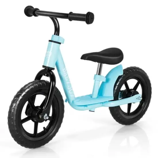 Babyjoy 11'' Kids Balance Bike w/ Footrest No Pedal Toddler Training Bike White\Blue\Black image {9}