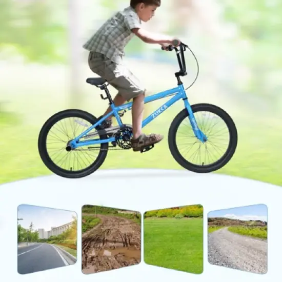 DSVIMOY Freestyle Kids Bike, 20 Inch Single Speed Children's Bicycle for Boys Girls Age 7+ Years, Blue, 55.12"*25.2"*37" image {1}