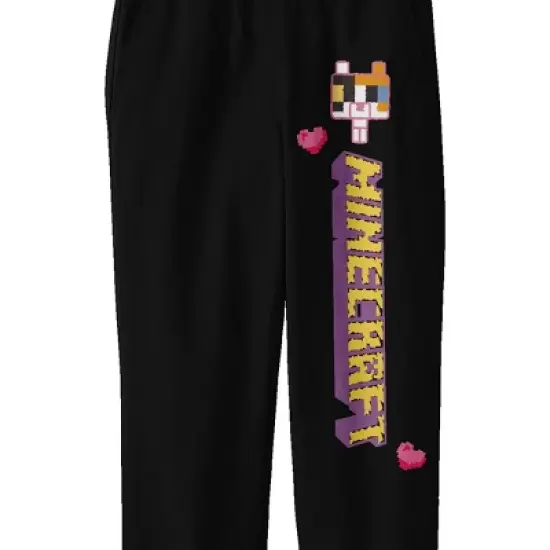 Minecraft Block Kitten with Stylized Logo Youth Black Graphic Sweatpants image {1}