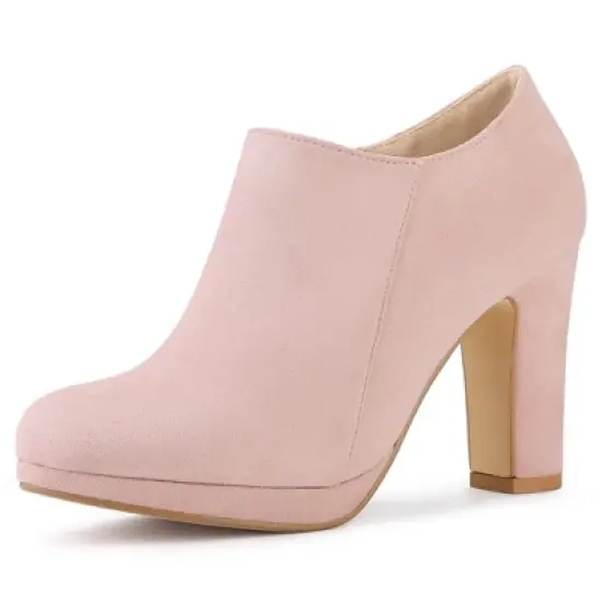 Allegra K Women's Platform Round Toe Chunky Heel Ankle Booties image {10}