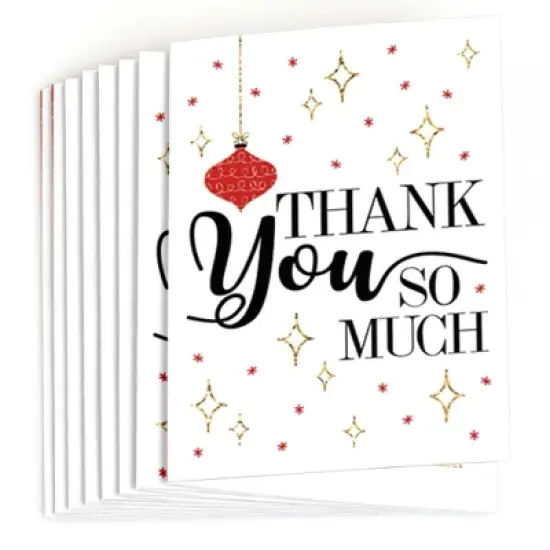 Big Dot of Happiness Red and Gold Friendsmas - Friends Christmas Party Thank You Cards (8 Count) image {1}