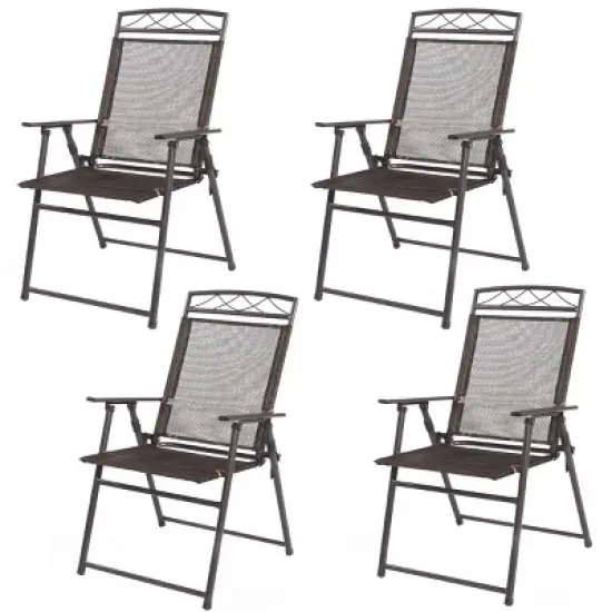 Tangkula 4PCS Folding Sling Chairs Patio Garden Pool image {7}
