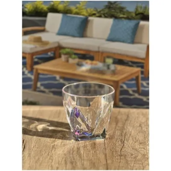 Rainbow Diamond Acrylic Glasses Drinking Set of 4 DOF (9oz), Plastic Drinking Glasses, BPA Free Cocktail Glasses, Drinkware Set image {2}