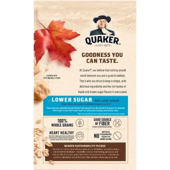 Quaker Low Sugar Instant Oatmeal Maple Brown Sugar - 9.5oz/8ct image {2}