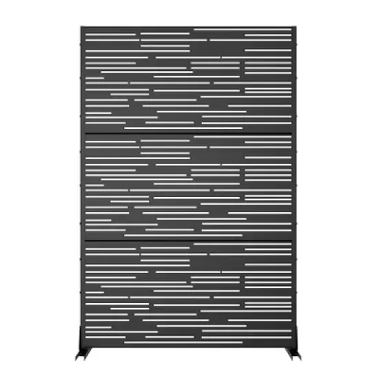 1-Piece 46.8in.W x 71.37in.H Black Outdoor Metal Screen Decorative Art Panel image {2}