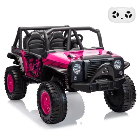 24V 2-Seater Kids Ride On Truck Car with Remote Control, Powered Electric Vehicles, 2WD Dual Motors Vehicle with LED Light Music for Boys and Girls image {8}